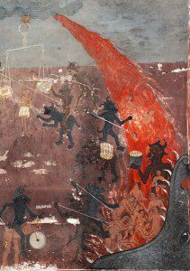 Hell - detail from a fresco in the medieval church St. Nicolas in Raduil, Bulgaria